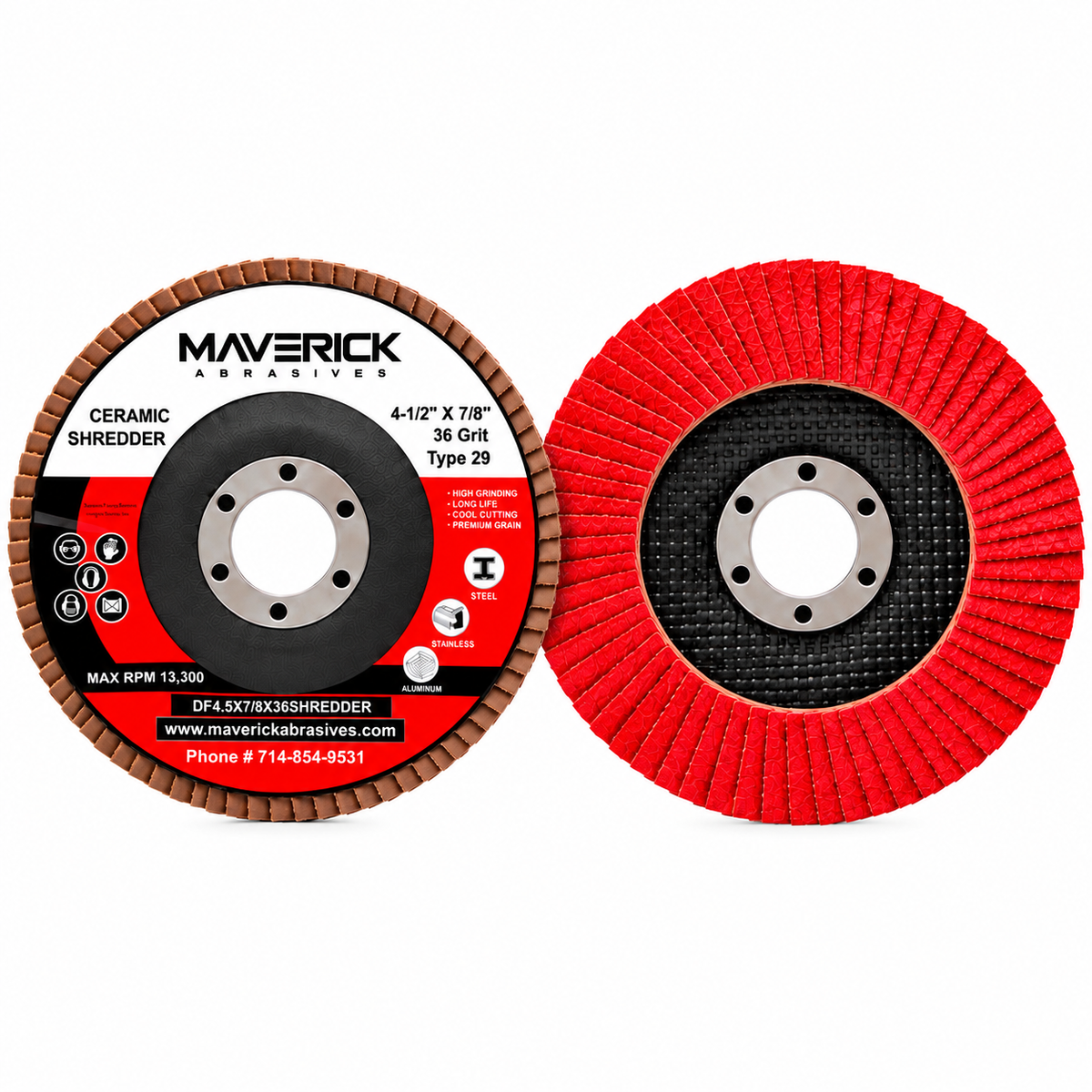 4-1/2-inch Type 29 ceramic flap disc for metal grinding and blending