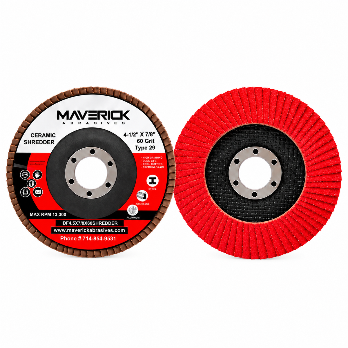 4-1/2-inch Type 29 ceramic flap disc for metal grinding and blending