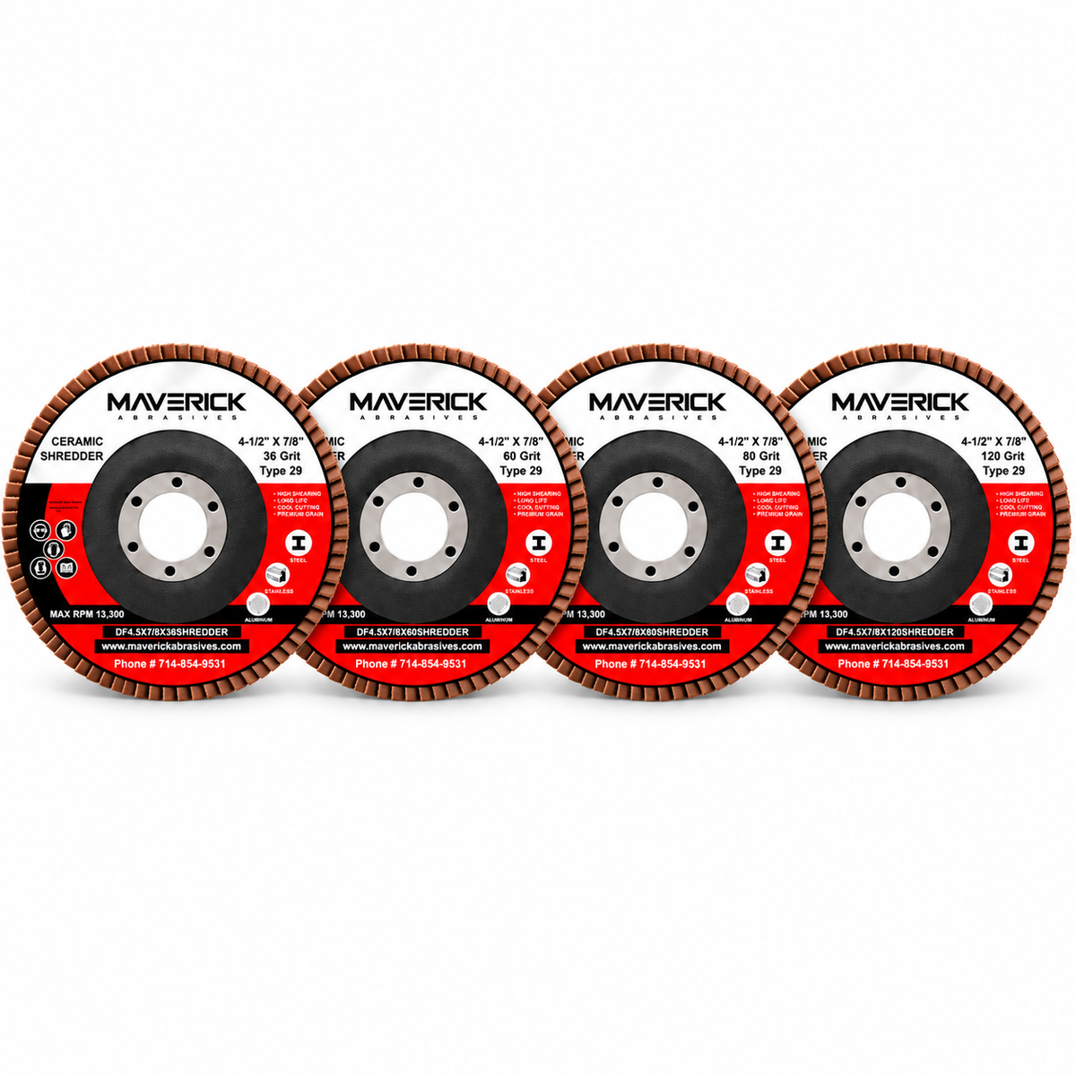 4-1/2-inch Type 29 ceramic flap disc for metal grinding and blending