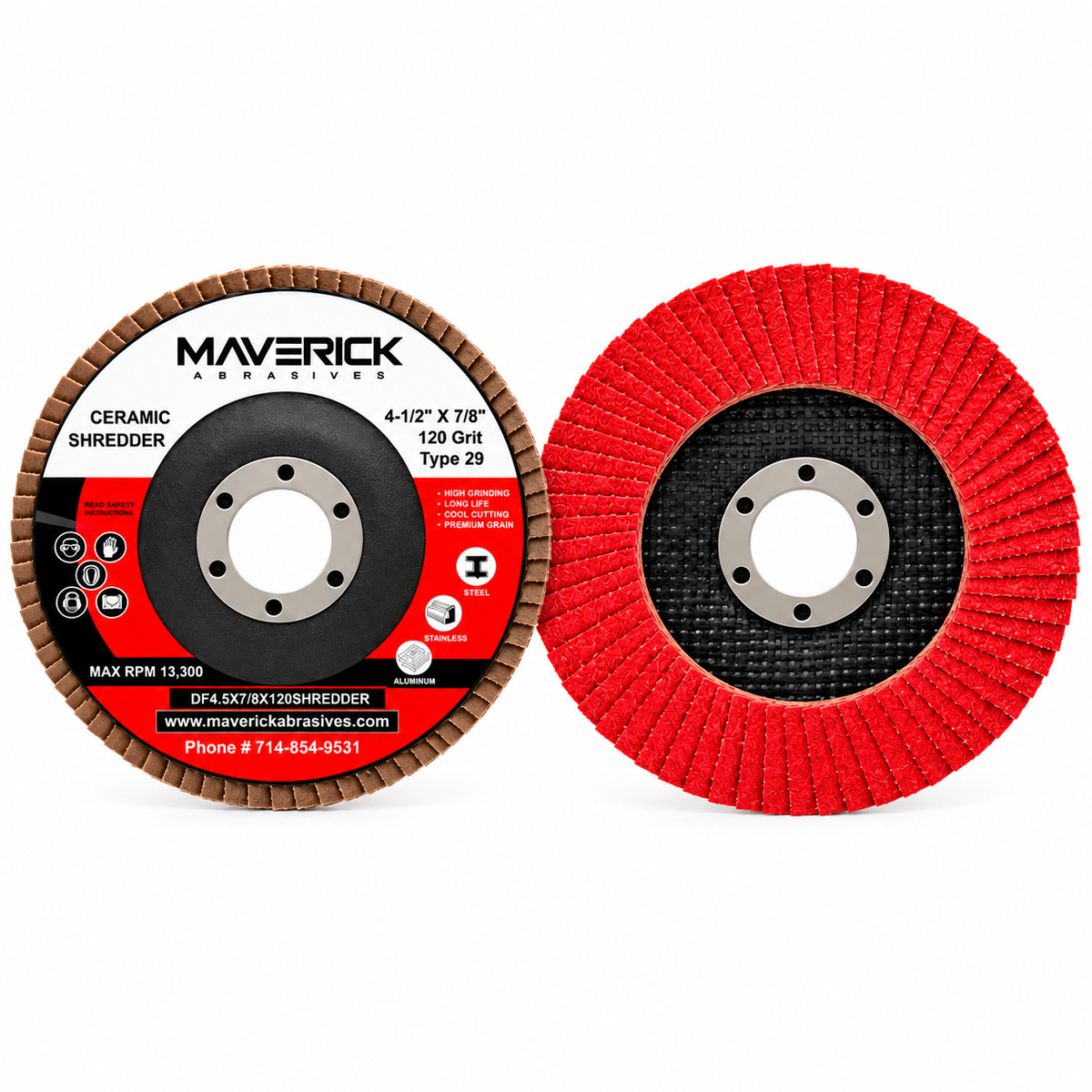 4-1/2-inch Type 29 ceramic flap disc for metal grinding and blending
