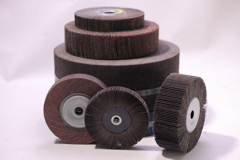 Pack of 5 unmounted 8x2 inch aluminum oxide flap wheels, ideal for metal finishing and polishing.