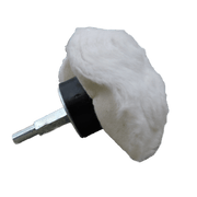 Mushroom-shaped polishing pad designed for grooves with fine cotton threads, capable of 1500 RPM.