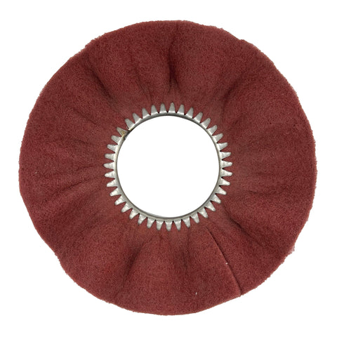 Alt text: 14-inch Satin Buffing Wheel designed for polishing machines, ideal for metal restoration and achieving a high shine.