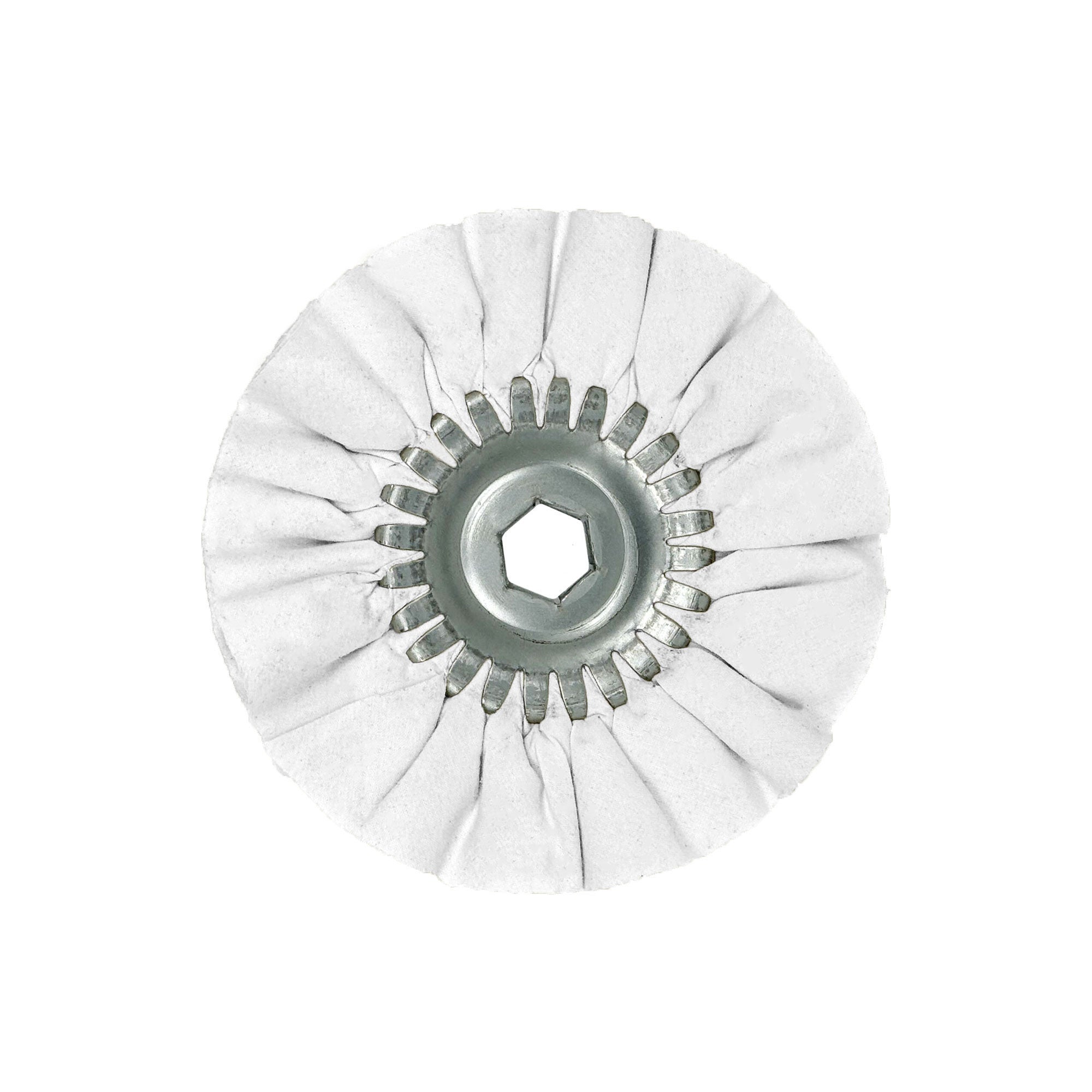 Alt text: 6-inch Mini Airway Buffing Wheels designed for detailed metal polishing with variable speed grinders.