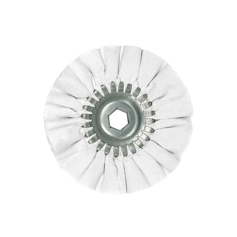 Alt text: 6-inch Mini Airway Buffing Wheels designed for detailed metal polishing with variable speed grinders.