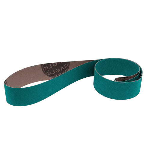 Pack of 12 durable 2 x 28 metalworking sanding belts in aluminum oxide and zirconia options, suitable for various metals.