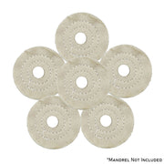 Assorted mini buffing wheels in yellow mill treat and untreated options, showing various sizes and ply counts for polishing.