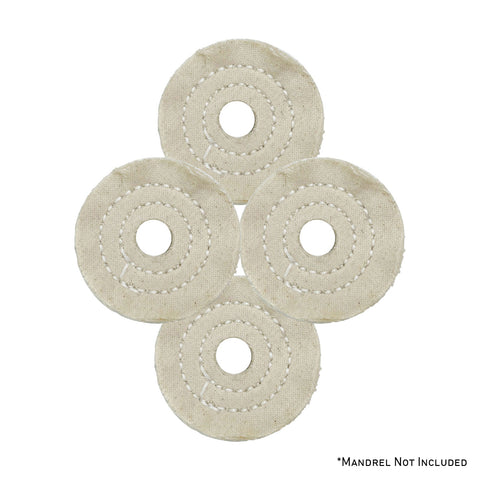 Alt text: Assorted mini buffing wheels in 2, 3, and 4 diameters, 20 to 60-ply, both treated and untreated, suitable for precision polishing.