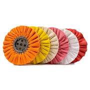 10-inch airway buffing wheels with optional center plate for metal polishing.