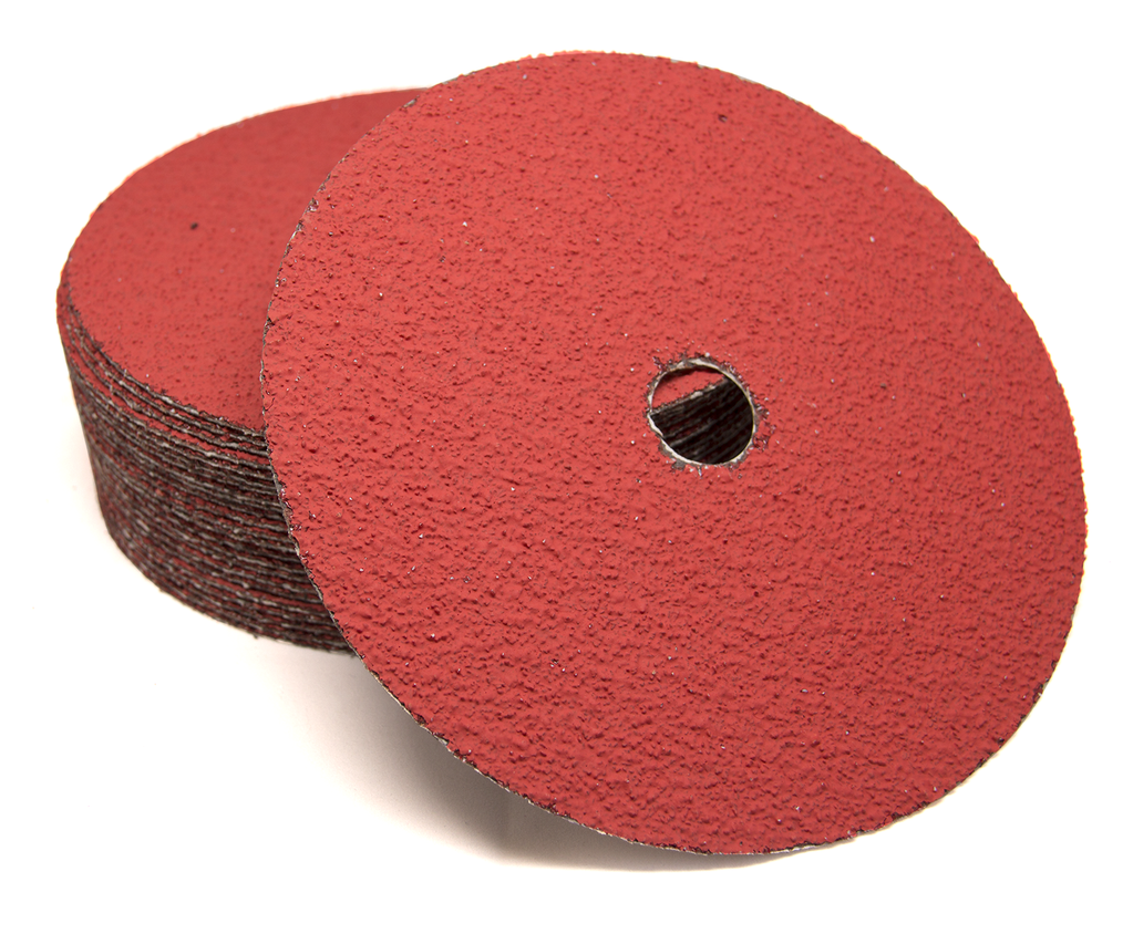 Pack of 25 Aluminum Oxide and Ceramic Resin Fiber Discs for metal grinding and welding removal.
