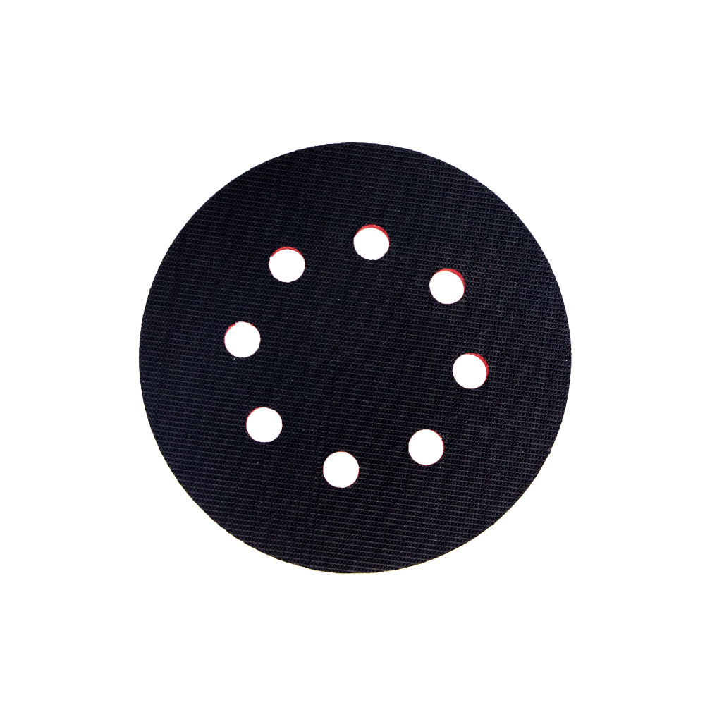 Variety of back-up pads for sanding discs, including velcro and PSA types, with different rubber hardness and hole patterns.
