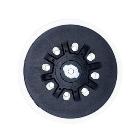 Assorted back-up pads for sanding discs with velcro and PSA, featuring various rubber hardness and hole patterns.