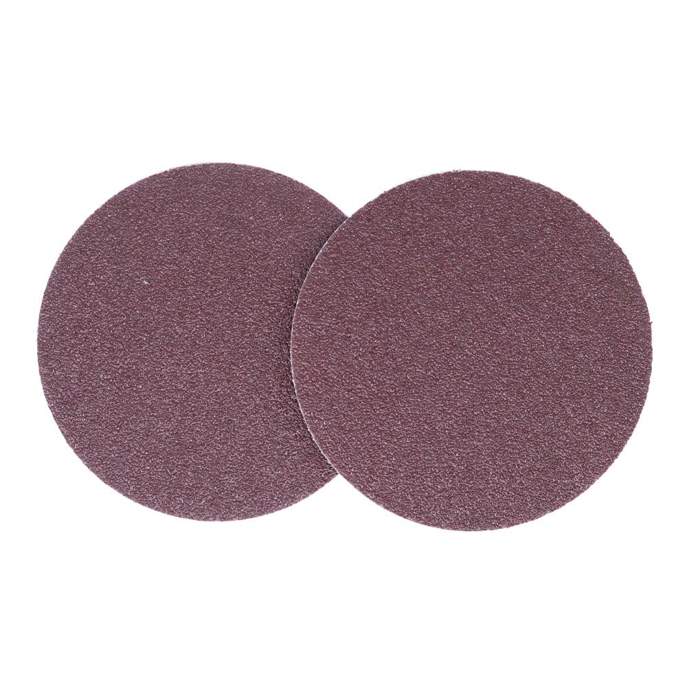 Alt text: Pack of five 20-inch cloth PSA sanding discs with aluminum oxide grains and x-weight cloth backing.