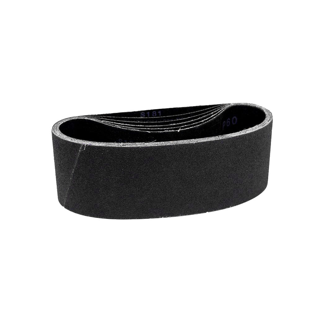 Pack of 9 Maverick Abrasives 4x36 sanding belts in various grits for wood and metal finishing.