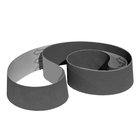 Alt text: Pack of two 6 x 195 sanding belts for wood or metal, available in Aluminum Oxide and Zirconia.