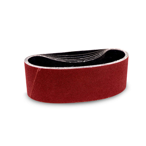 Pack of two 6 x 48 sanding belts in aluminum oxide, silicon carbide, and zirconia for versatile sanding.