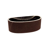 Pack of four 13-3/4 x 78-3/4 sanding belts in brown, green, and red, suitable for wet and dry use.