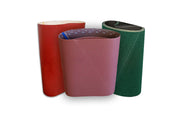 Alt text: Pack of two 44 x 75 sanding belts in aluminum oxide and zirconia, suitable for various surfaces and heavy stock removal.