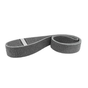 Pack of four 2-1/2 inch by 60 inch non-woven surface conditioning belts in brown, maroon, blue, and grey.