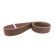Pack of six 4x24 inch non-woven surface conditioning belts in various grits for metal finishing.